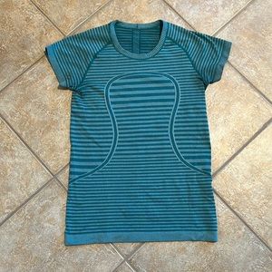 Lululemon swiftly t-shirt, size 8, green stripes